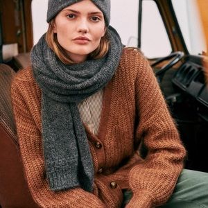 Sezane Naomi Scarf in Dark Grey Marl